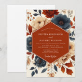 Invitation Terracotta Bloom Romance Wedding (Devant / Derrière)