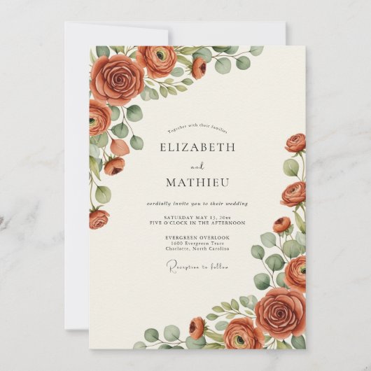 Invitation Terracotta Blooming Botanical Wedding (Devant)