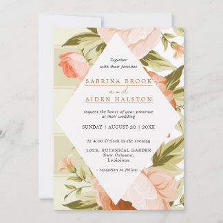 Invitation Terracotta Blooming Rose Hydrangea Floral Wedding