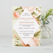Invitation Terracotta Blooming Rose Hydrangea Floral Wedding (Debout devant)