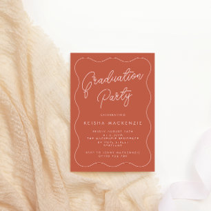 Invitation Terracotta & Blush Squiggle Graduation Party