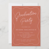 Invitation Terracotta & Blush Squiggle Graduation Party (Devant)
