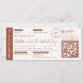Invitation Terracotta Boarding Pass Mariage Voyage (Devant)