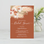 Invitation Terracotta Bohemian Pampas Grass Fête des mariées (Debout devant)