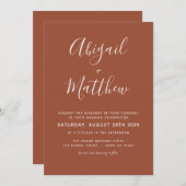 Invitation Terracotta Bohemian Simple Mariage manuscrit (Devant / Derrière)