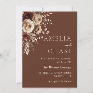 Invitation Terracotta Bohemian Vintage Floral Mariage