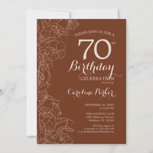 Invitation Terracotta Boho 70e anniversaire (Devant)