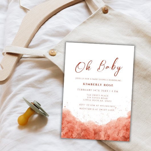 Invitation Terracotta Boho Aquarelle Baby shower du désert