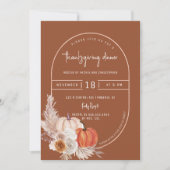 Invitation Terracotta Boho Arch Citrouille Thanksgiving Dîner (Devant)