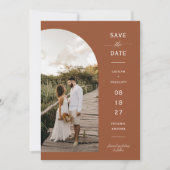 Invitation Terracotta Boho Arch Photo QR Code Enregistrer la (Devant)