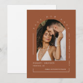 Invitation Terracotta Boho Arch Photo QR Code Enregistrer not (Devant / Derrière)