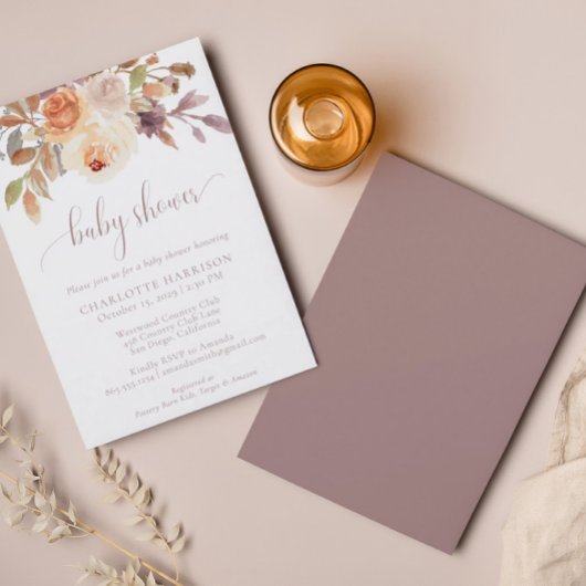 Invitation Terracotta Boho Automne Floral | BABY SHOWER