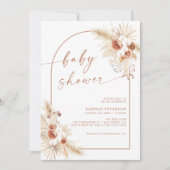Invitation Terracotta Boho Baby shower Pampas Grass (Devant)
