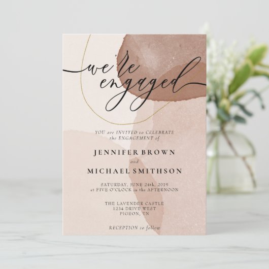 Invitation Terracotta Boho Beach Signature engagée moderne (Debout devant)