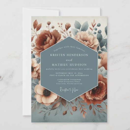 Invitation Terracotta Boho Bloom Wedding (Devant)