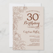 Invitation Terracotta Boho Floral 30e fête d'anniversaire (Devant)