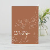 Invitation Terracotta Boho Floral Botanique Simple Mariage (Debout devant)
