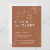 Invitation Terracotta Boho Floral Botanique Simple Mariage (Dos)