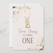 Invitation Terracotta Boho Floral Bunny Balloon 1er anniversa (Dos)