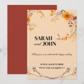 Invitation Terracotta Boho Floral Mariage Beige Terre (Devant / Derrière)