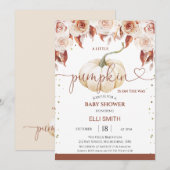 Invitation Terracotta Boho Floral Petit Baby shower Citrouill (Devant / Derrière)