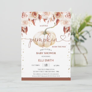 Invitation Terracotta Boho Floral Petit Baby shower Citrouill