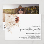 Invitation Terracotta Boho Floral Photo Graduation Party (Devant / Derrière)