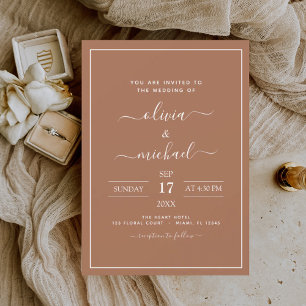 Invitation Terracotta Boho Mariage Moderne Simple