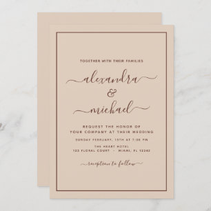 Invitation Terracotta Boho Mariage Moderne Simple