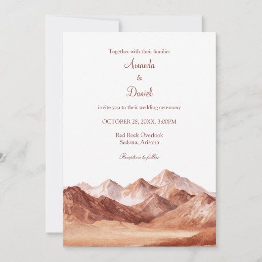 Invitation Terracotta Boho Mountain Southwest Wedding  (Devant)