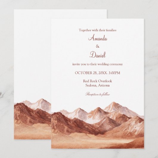 Invitation Terracotta Boho Mountain Southwest Wedding (Devant / Derrière)