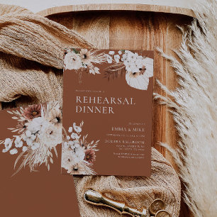 Invitation Terracotta Boho Pampas Dîner de répétition Invitat