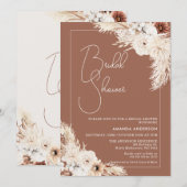 Invitation Terracotta Boho Pampas Fête des mariées en herbe (Devant / Derrière)
