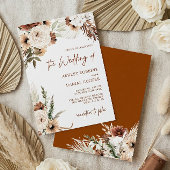 Invitation Terracotta Boho Pampas Grass Floral Mariage d'auto