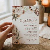Invitation Terracotta Boho Pampas Grass Floral Mariage d'auto