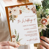Invitation Terracotta Boho Pampas Grass Floral Mariage d'auto