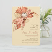 Invitation Terracotta boho pampas herbe protéas Baby shower (Debout devant)