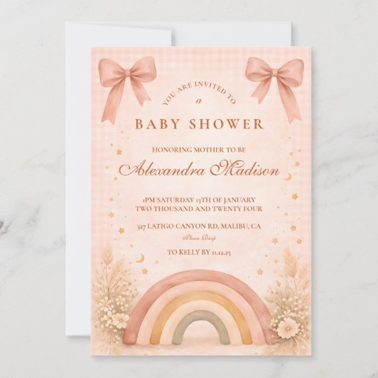 Invitation Terracotta Boho Rainbow Baby Shower Baby Shower (Devant)