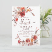 Invitation Terracotta Boho rouille Orange Bourgogne Fête des (Debout devant)