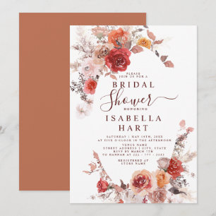 Invitation Terracotta Boho rouille Orange Bourgogne Fête des