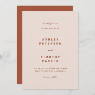 Invitation Terracotta Boho Simple Mariage moderne