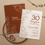 Invitation Terracotta Boho Surprise 30e fête d'anniversaire<br><div class="desc">Floral Terracotta Boho Burnt Orange Surprise 30e anniversaire de fête Invitation. Design moderne minimaliste avec accents botaniques et police de script de typographie. Carte invitation florale simple parfaite pour une célébration anniversaire surprise femme élégante. Peut être customisé à n'importe quel âge.</div>