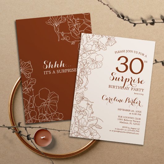 Invitation Terracotta Boho Surprise 30e fête d'anniversaire