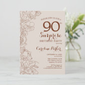 Invitation Terracotta Boho Surprise 90e fête d'anniversaire (Debout devant)