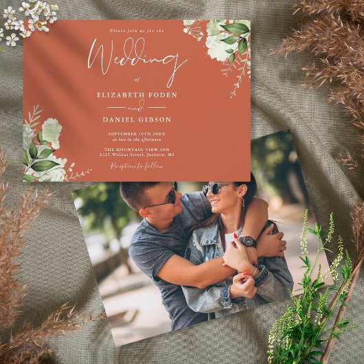 Invitation Terracotta Botanical Greenery Mariage photo