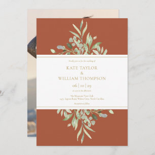 Invitation Terracotta Botanical Greenery Mariage photo 