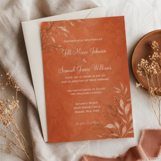 Invitation Terracotta Botanique Chaud Boho