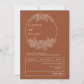 Invitation Terracotta Botanique Line Art Boho QR Code Photo (Devant)