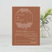 Invitation Terracotta Botanique Line Art Boho QR Code Photo (Debout devant)