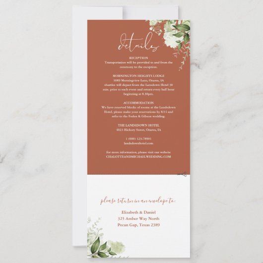 Invitation Terracotta Botanique Verdure Tout En Un Mariage (Dos)